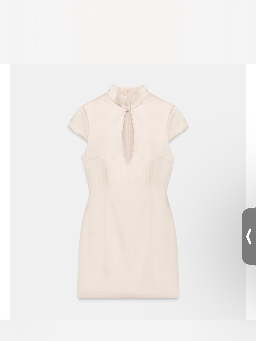 Zara Cream Cap-Sleeve Keyhole Mini Dress